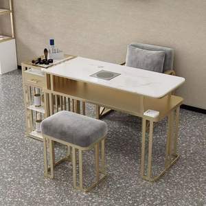 Ensemble de table et de chaise de manucure grise professionnelle un ensemble complet de meubles de salon <span class=keywords><strong>avec</strong></span> <span class=keywords><strong>aspirateur</strong></span> à port USB de stockage - Product Image 1