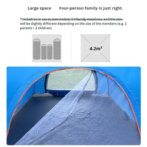 Tente de <span class=keywords><strong>camping</strong></span> d'été portable pliable en fibre de verre à ouverture rapide, épaisse, protection solaire, tente automatique pour 3-4 <span class=keywords><strong>personnes</strong></span> - Product Image 5