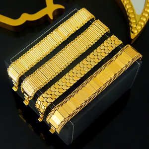Pulseras Planas de Lujo Estilo Dubai, Personalizadas, Chapadas en Oro de 21k, para Mujeres y Hombres, Joyería para Regalo de Boda o Fiesta - Product Image 5
