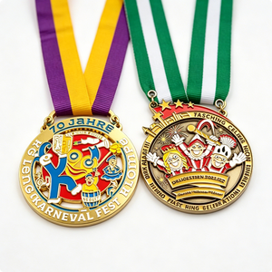 Medalla Personalizada de Aleación de Zinc Bañada en Oro con Diseño Circular de Arte Popular en Esmalte Duro, Souvenir para Celebración de Carnaval - Product Image 1