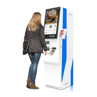 Terminal de paiement en libre-service Usingwin 23,6 pouces 4K à écran tactile incurvé en métal et verre sur pied, avec fonction SDK Intel Core i5