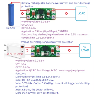 Eletechsup NDOV05MB DC 3.3-5V 0.2-2.5A Overvoltage Overcurrent Power Supply Protector OCP OVP UVLO <strong>OTP</strong> Protection Module - Product Image 1