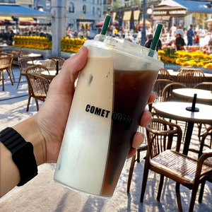 24oz PP cốc nhựa 16OZ Twin chia Nắp biểu tượng tùy chỉnh in bức tường duy nhất cho BOBA bong bóng trà nước trái cây đồ uống ngăn đôi chia sẻ - Product Image 2