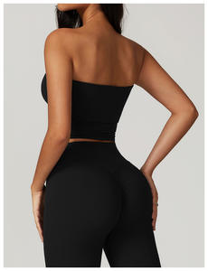 CNSHELLカスタムロゴナイロンブラッシュドタイトビューティフルバックベーシック圧縮ヨガワークアウトジムフィットネススポーツチューブトップ - Product Image 5