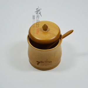 Bamboo Seasoning <b>Jars</b> With Handle Brown Lid Condiment Storage Set For Solid <b>Spices</b> - Product Image 3