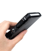 CASEKEY dompet minimalis pria, kblocking kartu kredit pemblokir RFID, logam aluminium serat karbon tipis
