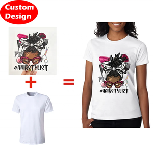 Stampa a trasferimento termico DTF colorata personalizzata per ragazza Afro per pressare a caldo le camicie - Product Image 2