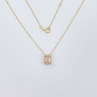 Collier pendentif en or 18 carats avec diamant rose de laboratoire, minimaliste, charmant, carré, cadre vintage, réglable, délicat