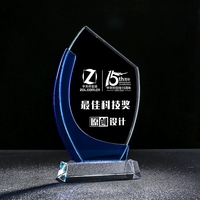 Trophée Blank Blue Bay Medal of Honor, trophée en cristal personnalisé autorisé, récompense de compétition, souvenir, impression UV, écologique