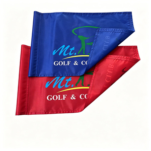 Drapeau de golf pliable portable à carreaux multicolores imprimé sur mesure de qualité supérieure pour les événements d'entraînement et de compétition - Product Image 1