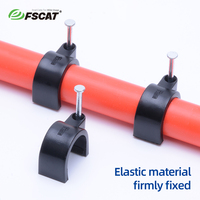 FSCAT 100 pièces/paquet Clips de câble coaxiaux en acier avec crochet en plastique circulaire Ethernet pour la gestion des câbles