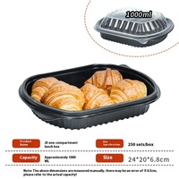Boîte à collation jetable JIANXIN en PP de qualité alimentaire, style Moyen-Orient, avec couvercle, 1 à 3 compartiments, épaissie, pour partage de repas, 1 à 3 L, usage domestique