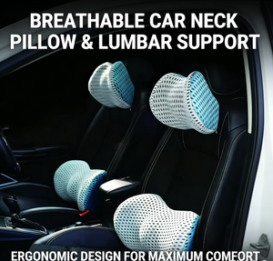 Ensemble de soutien lombaire et cervical ergonomique en mousse à mémoire de forme respirante pour voiture, antidérapant, pour soulager les maux de dos - Product Image 1