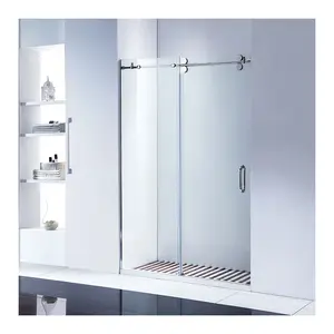 Box doccia per porta doccia scorrevole in vetro temperato trasparente senza telaio per Hotel di alta qualità