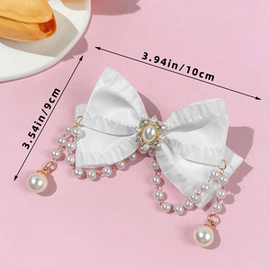 SASAACC Version coréenne perle gland arc pince à cheveux, carte de cheveux élégante de Style <span class=keywords><strong>cour</strong></span> française adolescente, accessoire de cheveux doux - Product Image 6