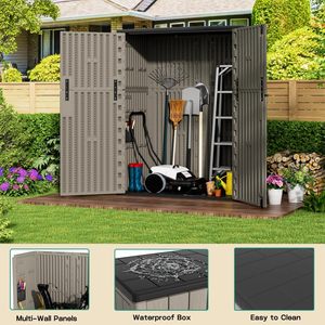 Abri de <span class=keywords><strong>rangement</strong></span> vertical extérieur étanche de 57 pieds cubes, armoires de <span class=keywords><strong>rangement</strong></span> pour jardin, cour, maternelle - Product Image 5