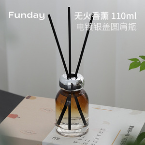 Funday Flameless Aromatherapy 110ml Round Shoulder Bottle Silver Cap <b>Reed</b> <b>Diffuser</b> for Home Indoor Use - Product Image 1