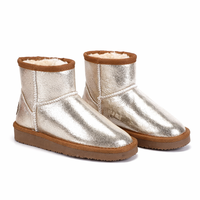 Bottes de neige pour enfants en microfibre métallique, douces, antidérapantes, doublure en fausse fourrure, chaudes, bottes d'hiver à la cheville, semelle extérieure en TPR, OEM ODM
