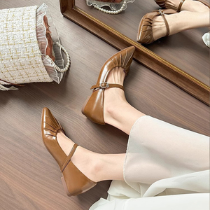 French Style Petite Heeled Mary Jane Pumps with Hidden Heel 2026 Summer New Rhinestone <b>Pointed</b> <b>Toe</b> Shoes for Women - Product Image 2