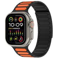Bracelet de montre en silicone sport avec fermeture magnétique pour Watch Series 10/11/42/44/46/49mm Ultra SE bicolore