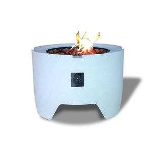 กองไฟเหล็กเรียบสีขาวแบบพกพาโต๊ะกลางแจ้งขนาดเล็กทรงกลมขนาดเล็กน้ำหนักเบาสำหรับตกแต่งสวน - Product Image 1