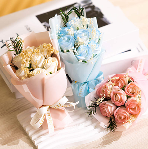 <strong>Mini</strong> <strong>Flower</strong> <strong>Bouquet</strong> Valentine's Day Ice Blue Rose Soap <strong>Flower</strong> <strong>Bouquet</strong> Full of Star <strong>Dried</strong> <strong>Flowers</strong> for Girlfriend Wife Gift - Product Image 3