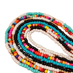 Böhmische runde Harz Halskette Multi color Acryl Small <span class=keywords><strong>Measle</strong></span> Perlen Long Choker für Partys Modische Perlenketten - Product Image 1