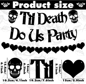 Articles de fête pour Halloween et mariage 'Jusqu'à la mort nous séparera' : Assiettes en carton, gobelets, serviettes, fourchettes, nappes, drapeaux, bannières, guirlandes, ballons - Product Image 4