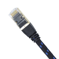 Kabel Ethernet pelindung tembaga murni, SFTP Cat8 kabel Patch RJ45 8 konduktor dikepang PVC 0.5m/1m/5m/10m/15m/20m