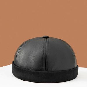 Primavera Verano hombres mujeres Hip Hop Casual Skullcap cálido Beanie sombrero Yupi moda Retro moda Pu chino propietario sombrero - Product Image 3