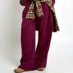 Premium <b>Women</b> Burgundy Wide Leg Sweatpants High Waist Casual Loose <b>Lounge</b> <b>Trousers</b> Straight Leg Jogger Pants Athletic Wholesale - Product Image 1