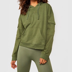 Sweat-shirt à capuche surdimensionné en coton uni avec fermeture éclair Oem, vêtement de haute qualité avec poche pour femmes, vente en gros - Product Image 2