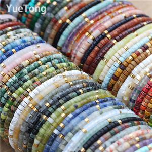 <span class=keywords><strong>Bracciale</strong></span> Sottile da Donna <span class=keywords><strong>in</strong></span> Acciaio Inossidabile con Perline di Pietra Naturale 2x4mm Placcato Oro 18k PVD, Catena Regolabile con Chiusura, Gioiello Curativo all'Ingrosso - Product Image 4