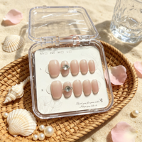 Ongles artificiels français courts en ABS à couverture complète avec colle, 10 pièces pour doigts