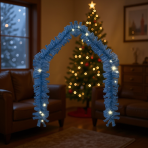 Guirnalda Navideña Azul de 33 Pies con Luces LED, Decoración de Pared, Estilo Tradicional, Poliéster, Alimentación por Enchufe - Product Image 2