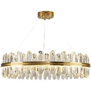 American Style Modern Gold Plating Round Chandelier K9 Crystals LED Pendant Light For Holiday Villages Deco