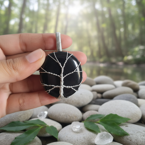 Wholesale Handmade Natural Black Tourmaline Semi-Precious Gemstone Pendant Tree Life <b>Flower</b> Style <b>Wire</b> Wrap Reiki Healing - Product Image 3