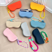Portable fermeture à glissière étui à lunettes en Silicone souple lunettes lunettes de soleil sac de rangement pochette avec lanière pour voyage