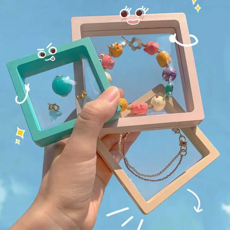 Caixa de suspensão para brinquedos XiMan, moldura flutuante de filme 3D PE de acrílico personalizado, caixa de embalagem para transporte de joias e anéis de pedras preciosas
