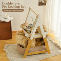 Hamac pour chat à double couche, balançoire pour animaux de compagnie, tapis à gratter pour chat, canapé pour chat, lit à bascule avec coussin de repos en lin