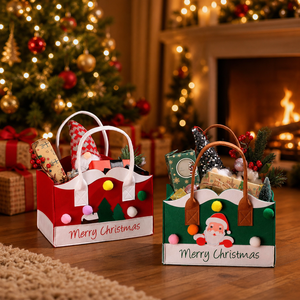 Bolso <span class=keywords><strong>de</strong></span> fieltro personalizado OEM ODM, duradero, con diseño <span class=keywords><strong>de</strong></span> Papá Noel, portátil, para guardar dulces <span class=keywords><strong>de</strong></span> Navidad, bolso <span class=keywords><strong>de</strong></span> regalo <span class=keywords><strong>de</strong></span> fieltro - Product Image 1