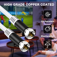 Cable Coaxial RG59 de 75 Ohmios con Conectores Tipo F, Alto Rendimiento, 1080p, Revestimiento de PVC, Blindaje Trenzado para HDTV Satélite