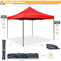 Carpa Publicitaria 3x3 con Logotipo Impreso, Carpa Plegable para Exteriores, Impermeable y Resistente, de Cuatro Esquinas, Interior/Exterior, de Poliéster