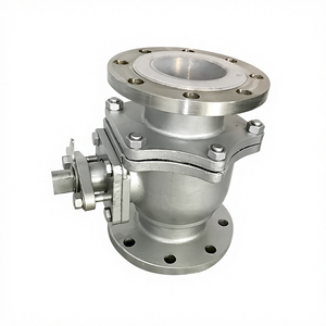 Vanne à boisseau sphérique en acier inoxydable à double corps avec revêtement fluoré Q41F46-16P à bride, norme américaine, manuelle, pour source de gaz corrosif, usine - Product Image 1