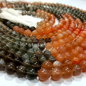 Perles rondes en pierre de lune naturelle, vendues par brin de 7 pouces - Product Image 1