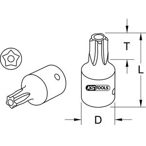 KS TOOLS 1/4 "CHROMEplus Douille cinq étoiles inviolable, TS45 - Product Image 2