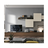 Meuble TV mural moderne de luxe avec cheminée électrique intégrée pour salon