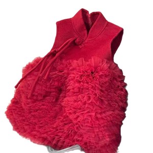 Tongxingyuan Girls Chinese Style Dress Red Wool Mesh Princess New Year Outfit - Product Image 5