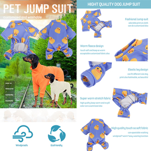 COLLABOR Seth Hound Denim Jumpsuit Cho Chó Lông Cừu Mềm Puppy Quần Áo Khủng Long In Mùa Đông Jumpsuit Cho Chó - Product Image 2