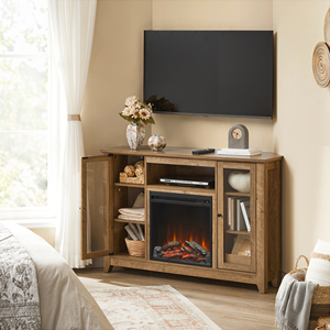 Meuble <span class=keywords><strong>TV</strong></span> VASAGLE de style campagnard pour salon, meuble <span class=keywords><strong>TV</strong></span> à 3 niveaux avec cheminée - Product Image 2